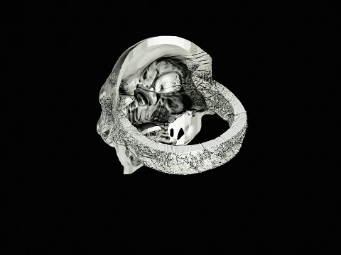 Skull head silver ring ready to print model 3D Print Model