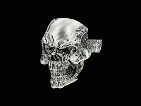 Skull head silver ring ready to print model 3D Print Model