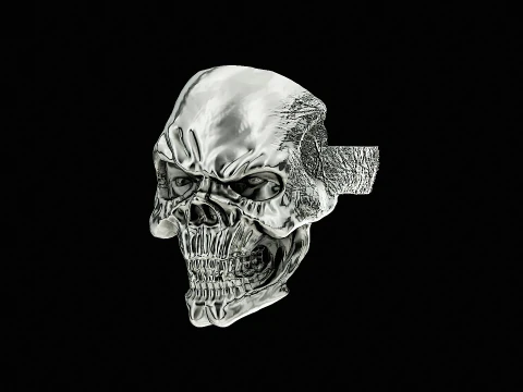 Skull head silver ring ready to print model 3D Print Model