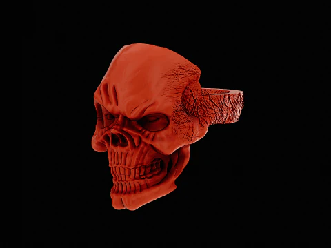 Skull head silver ring ready to print model 3D Print Model