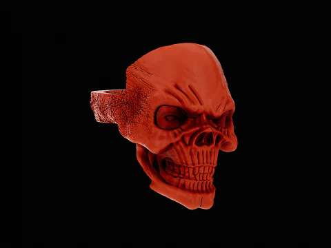 Skull head silver ring ready to print model 3D Print Model