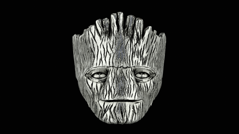 Groot head silver ring ready to print model 3D 打印模型 .c4d .max .obj .3ds .fbx .stl .blend 