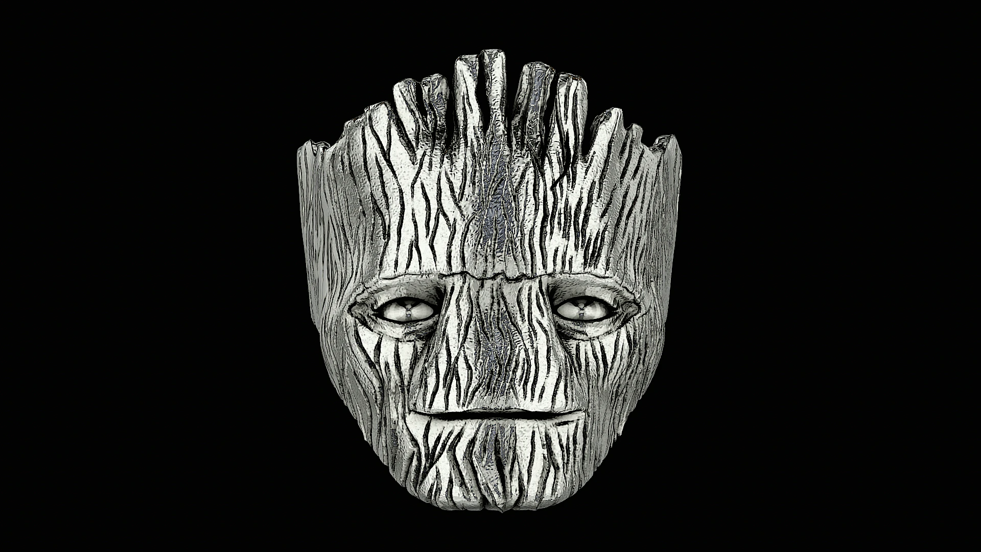 Groot head silver ring ready to print model 3D Print Model .c4d .max .obj .3ds .fbx .stl .blend 