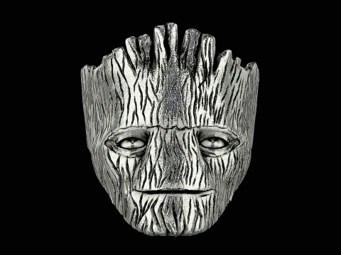 Bague en argent tête de Groot modèle prêt à imprimer Modèles 3D en vedette