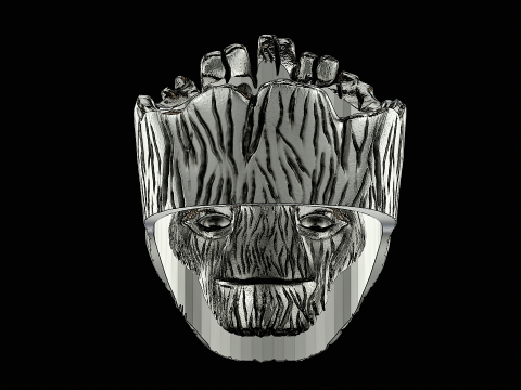 Groot head silver ring ready to print model 3D 打印模型