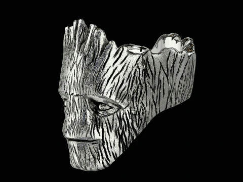 Groot head silver ring ready to print model 3D Print Model