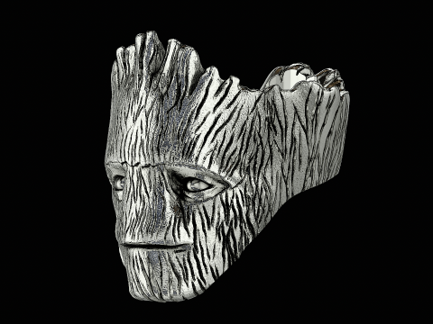Groot head silver ring ready to print model 3D 打印模型