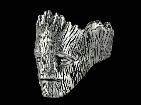 Groot head silver ring ready to print model 3D Print Model
