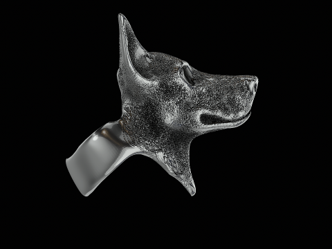 Doberman head silver ring ready to print model 3D printmodel