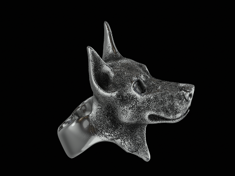 Doberman head silver ring ready to print model 3D printmodel