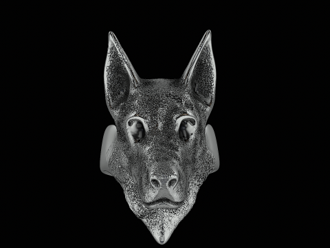 Doberman head silver ring ready to print model 3D printmodel