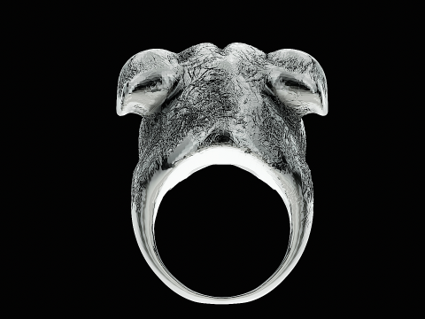 Bulldog head silver ring ready to print model 3D Print Model