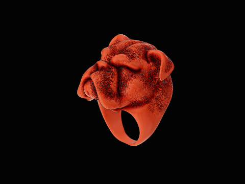 Bulldog head silver ring ready to print model 3D Print Model
