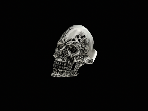 Vampire skull head silver ring ready to print model Modelo de Impressão 3D