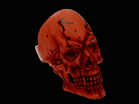 Vampire skull head silver ring ready to print model Modelo de Impressão 3D