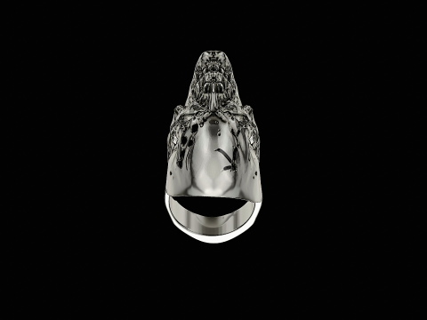 Vampire skull head silver ring ready to print model Modelo de Impressão 3D