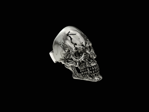 Vampire skull head silver ring ready to print model Modelo de Impressão 3D