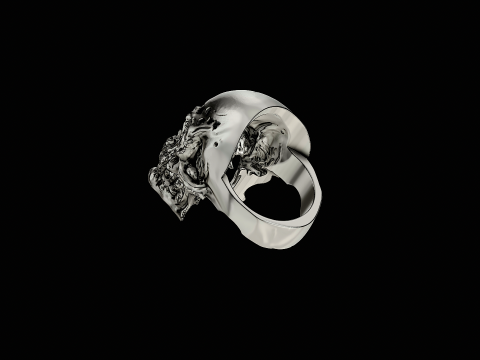 Vampire skull head silver ring ready to print model Modelo de Impressão 3D