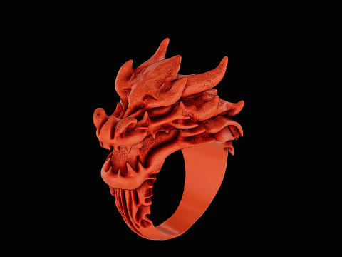 Dragon head silver ring ready to print model 3Dプリントモデル