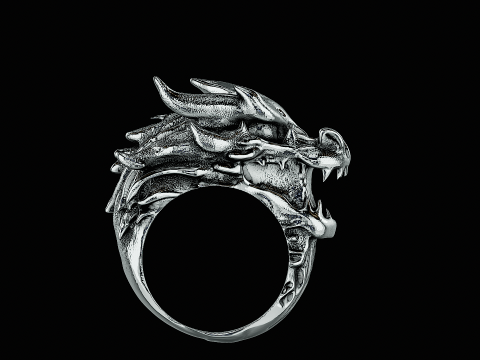 Dragon head silver ring ready to print model 3Dプリントモデル