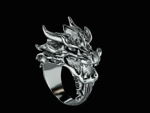 Dragon head silver ring ready to print model 3Dプリントモデル