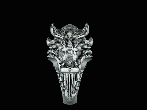Dragon head silver ring ready to print model 3Dプリントモデル
