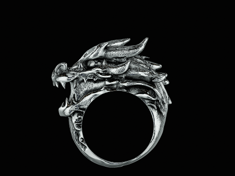 Dragon head silver ring ready to print model 3Dプリントモデル
