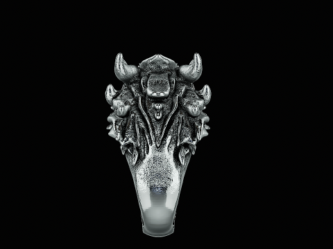 Dragon head silver ring ready to print model 3Dプリントモデル