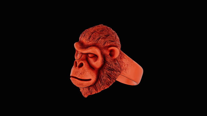 Ape head silver ring ready to print model 3D 打印模型 .c4d .max .obj .3ds .fbx .stl .blend