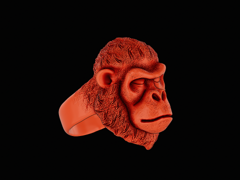 Ape head silver ring ready to print model 3D 打印模型