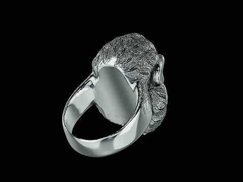 Ape head silver ring ready to print model 3D 打印模型