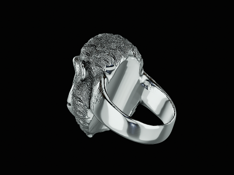 Ape head silver ring ready to print model 3D 打印模型