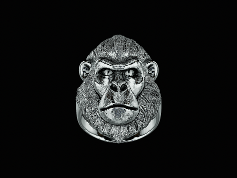 Ape head silver ring ready to print model 3D 打印模型