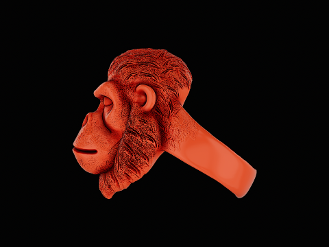Ape head silver ring ready to print model 3D 打印模型