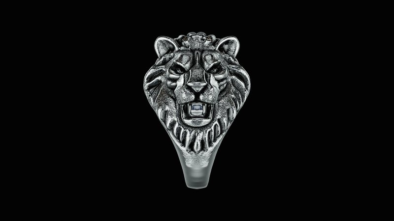 Lion head silver ring ready to print model Model do druku 3D .c4d .max .obj .3ds .fbx .stl .blend