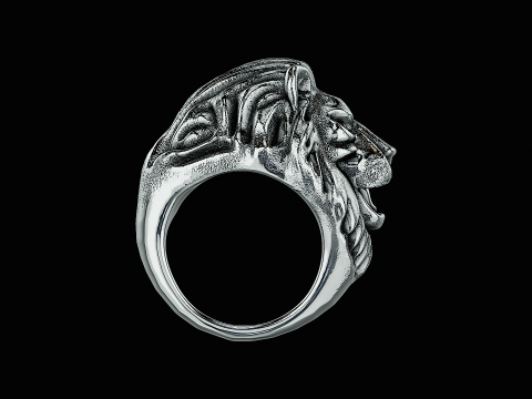 Lion head silver ring ready to print model Model do druku 3D