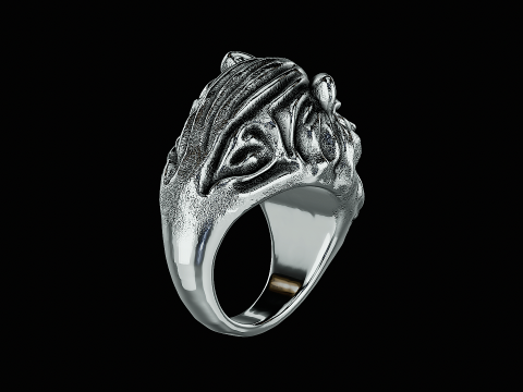 Lion head silver ring ready to print model Model do druku 3D