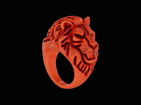 Lion head silver ring ready to print model Model do druku 3D