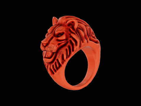 Lion head silver ring ready to print model Model do druku 3D