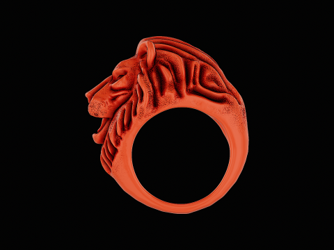 Lion head silver ring ready to print model Model do druku 3D