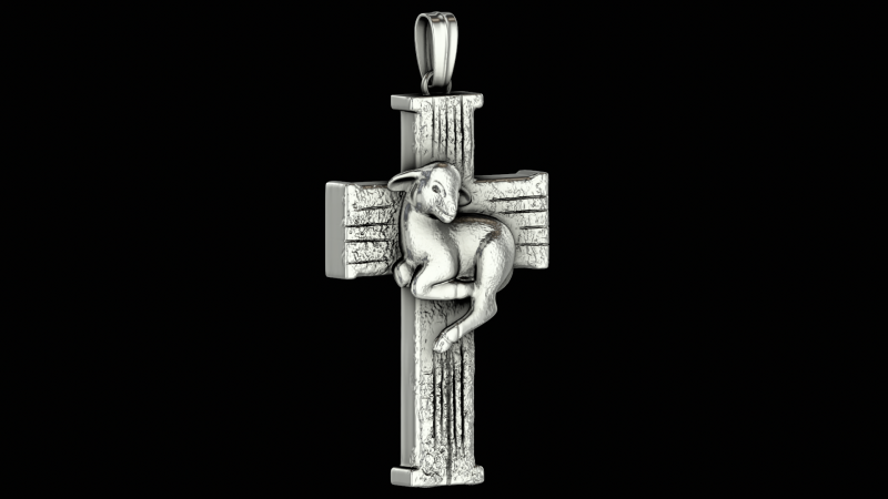 Lamn on cross head silver ring ready to print model 3D-printmodel .c4d .max .obj .3ds .fbx .stl .blend 
