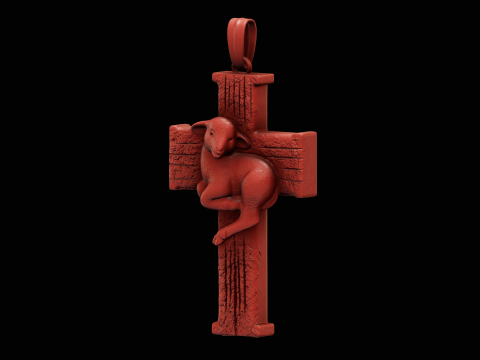 Lamn on cross head silver ring ready to print model 3D-printmodel
