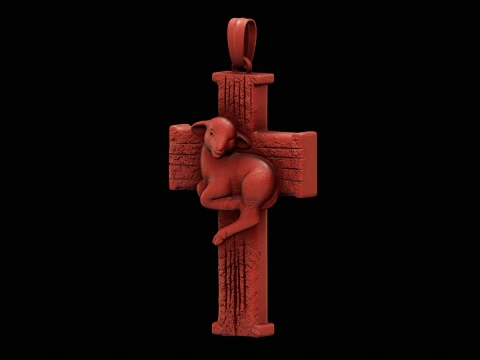 Lamn on cross head silver ring ready to print model 3D Print Model