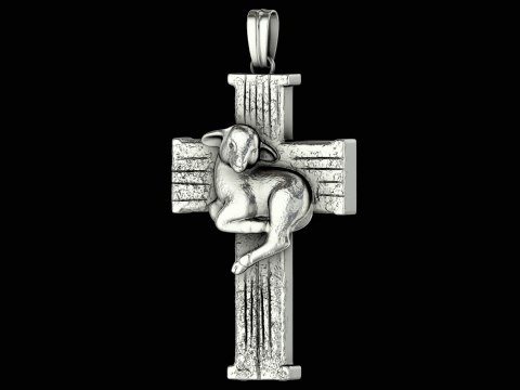 Lamn on cross head silver ring ready to print model 3D-printmodel