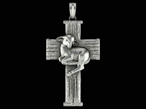 Lamn on cross head silver ring ready to print model 3D-printmodel