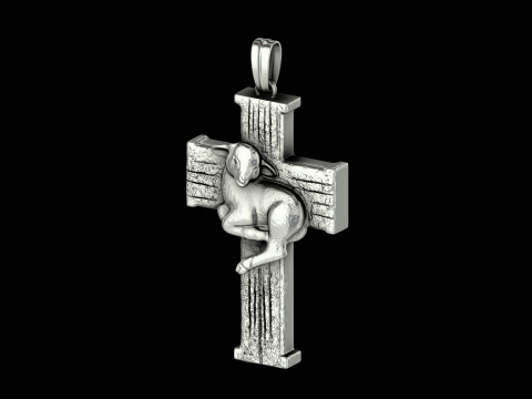 Lamn on cross head silver ring ready to print model 3D-printmodel