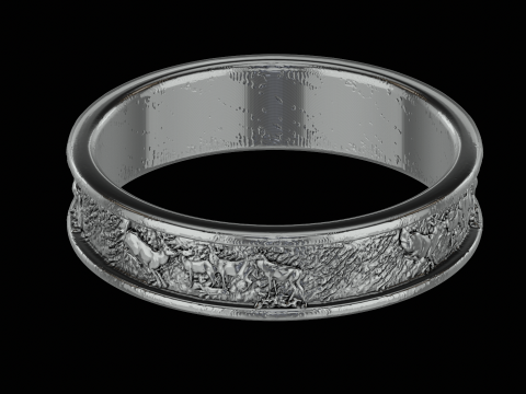 Deer silver ring ready to print model Model Cetak 3D