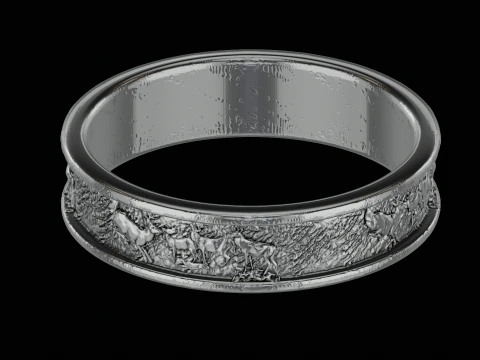 Deer silver ring ready to print model 3D Print Model