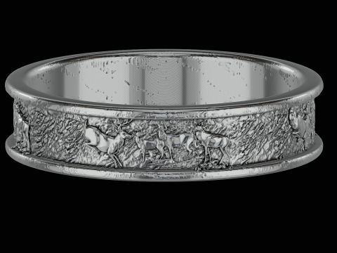Deer silver ring ready to print model Model Cetak 3D