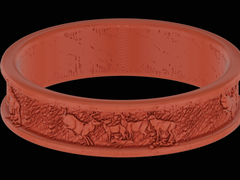 Deer silver ring ready to print model Model Cetak 3D